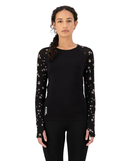 Bluza Mons Royale Femei First Layer Bella Black Daisy [2]