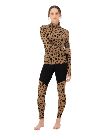 Bluza Mons Royale Femei First Layer Cascade Mock Neck Aoraki Lily Toffee [5]