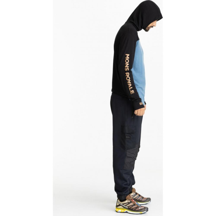 First layer merino Mons Royale Yotei Powder Hood LS Black / Blue Slate [3]