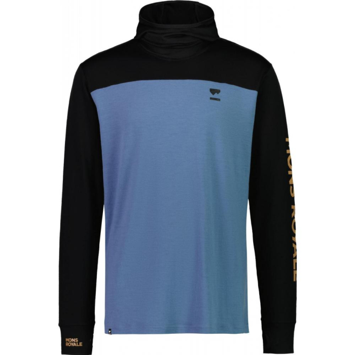 First layer merino Mons Royale Yotei Powder Hood LS Black / Blue Slate [2]