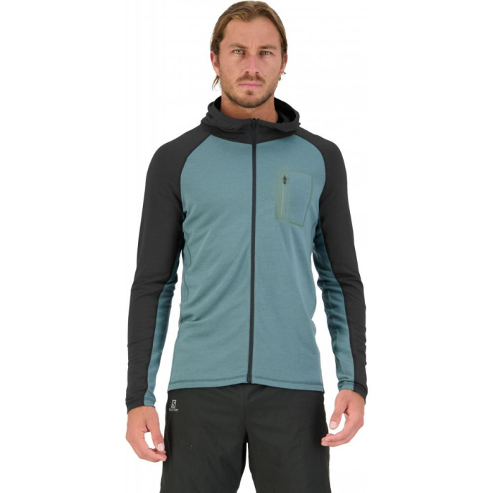 Midlayer merino M Traverse Full Zip Hood Burnt Sage   Black [2]
