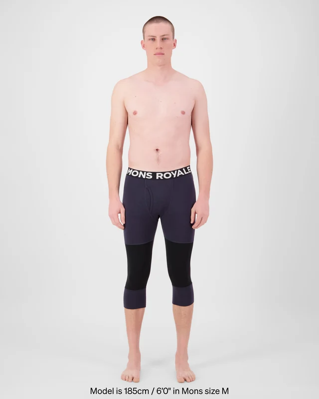 Mons Royale Olympus 3/4 Merino férfi aláöltözet nadrág 9 Iron/Black [4]