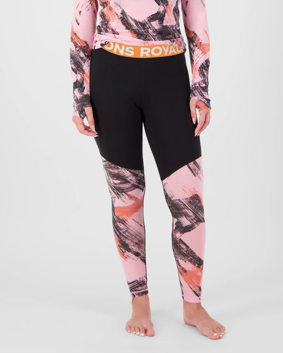 Mons Royale Cascade Merino női aláöltözet nadrág Paintbrush Pink/Black [2]