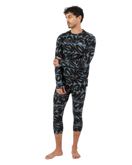 Pantaloni Mons Royale Barbati First Layer Cascade 3/4 Signal Lost Blue [3]