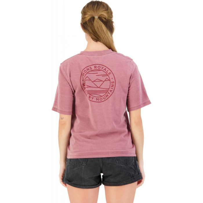 Tricou merino Mons Royale W Icon Relaxed Tee Garment Dyed Washed Berry [3]