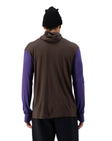 Bluza De Corp Merino Mons Royale Powder Hood LS Logo Violet Cedar Black [2]