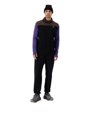 Bluza De Corp Merino Mons Royale Powder Hood LS Logo Violet Cedar Black [3]