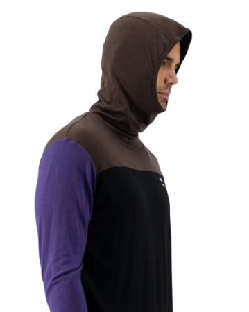 Bluza De Corp Merino Mons Royale Powder Hood LS Logo Violet Cedar Black [4]