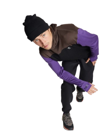 Bluza De Corp Merino Mons Royale Powder Hood LS Logo Violet Cedar Black [5]