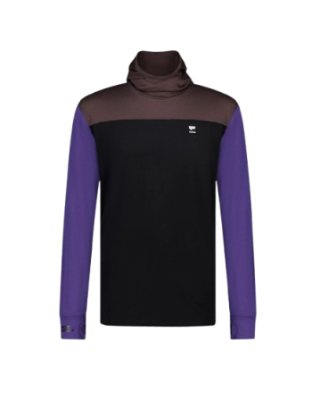 First layer - Bluza De Corp Merino Mons Royale Powder Hood LS Logo Violet Cedar Black