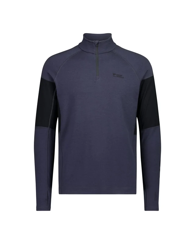 Aláöltözet - Mons Royale Olympus 1/4 Zip Merino férfi aláöltözet felső 9 Iron/Black