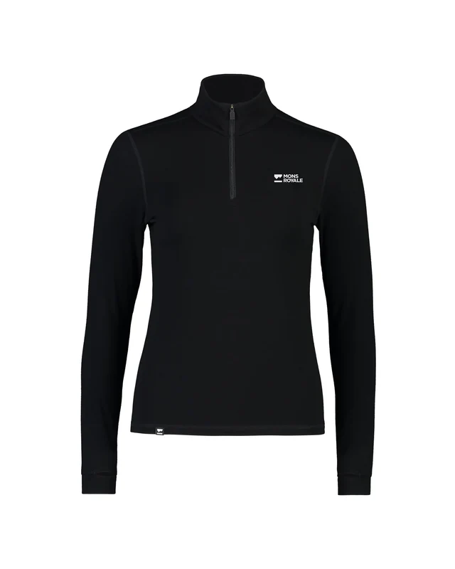 Aláöltözet - Mons Royale Cascade 1/4 Zip Merino női aláöltözet felső Black
