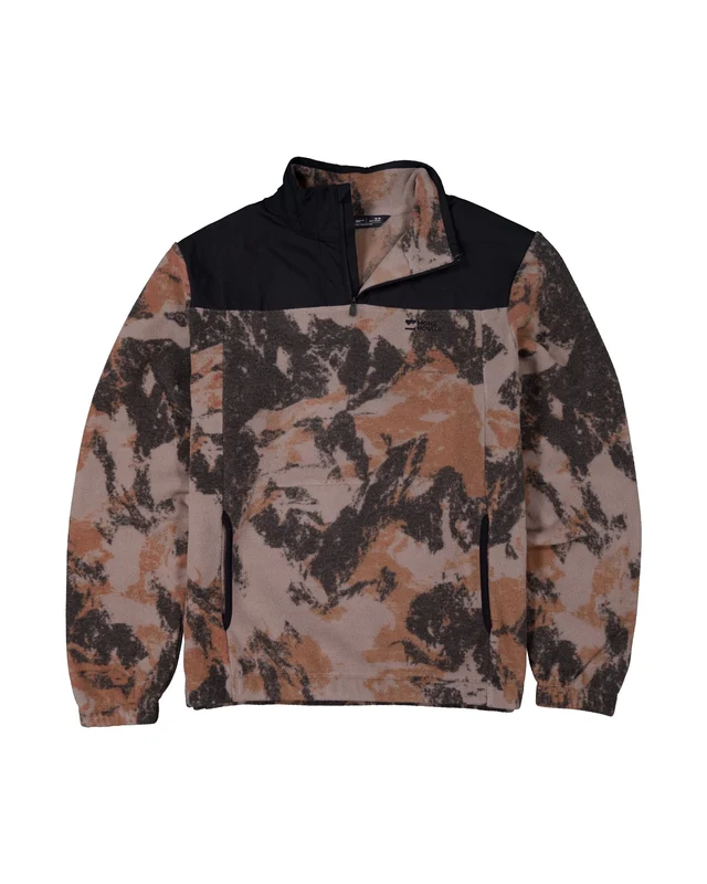 Mid layer - Bluza Mid Layer Mons Royale Barbati Pileup Wool Fleece 1/4 Zip Mtn Camo Orange