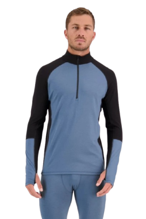 First Layer Merino Mons Royale Olympus Half Zip Blue Slate/Black [1]