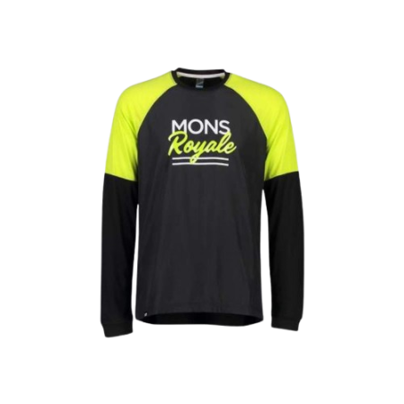 Tricouri - Tricou Merino Mons Royale Tarn Freeride LS Wind Jersey BK Lime