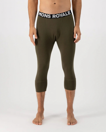 Promotii - Pantaloni de Corp Merino Mons Royale M Cascade Flex 200 3 4 Dark Olive