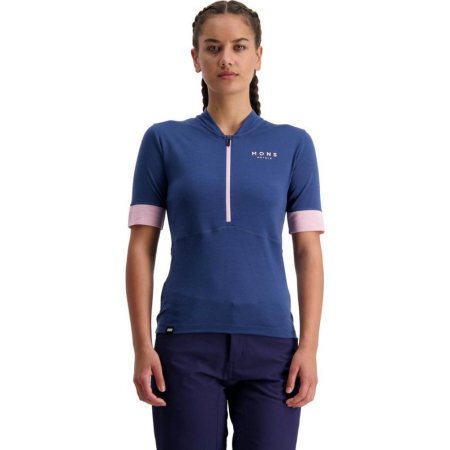 Tricou Merino Mons Royale W Cadence Half Zip Dark Denim [1]