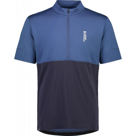 Tricouri - Tricou Merino Mons Royale Cadence Half Zip T Dark Denim / 9 Iron