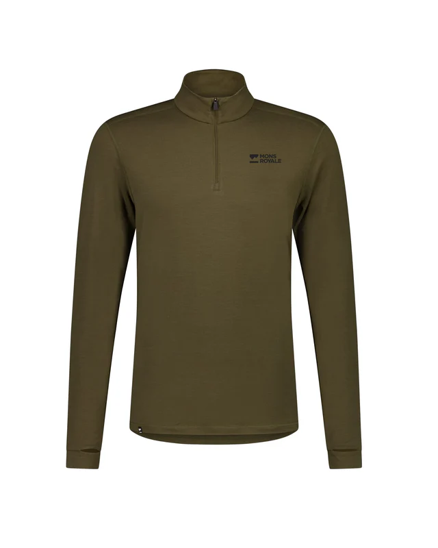 First layer - Bluza Mons Royale Barbati First Layer Cascade 1/4 Zip Dark Olive