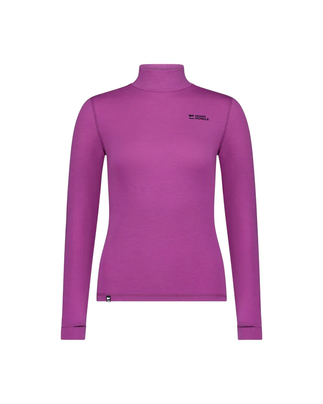 First layer - Bluza Mons Royale Femei First Layer Cascade Mock Neck Purple Bolt