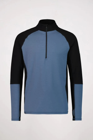 Imbracaminte - First layer merino Mons Royale Olympus Half Zip Blue Slate/Black