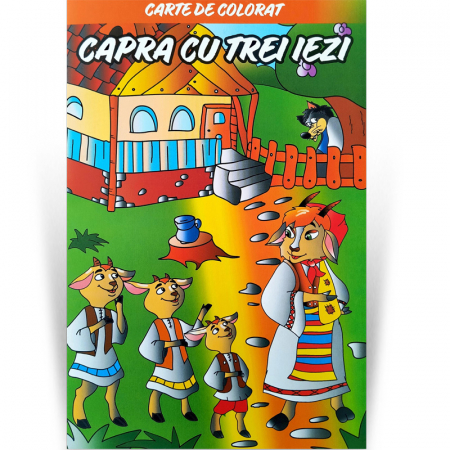 Carti de colorat - Capra cu trei iezi. Carte de colorat