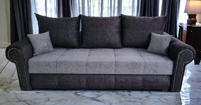 Canapea extensibila Carmen, 3 locuri, Negru cu gri, cu lada depozitare, 2300 x 1000 [3]