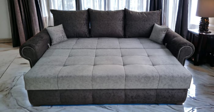Canapea extensibila Carmen, 3 locuri, Negru cu gri, cu lada depozitare, 2300 x 1000 [4]