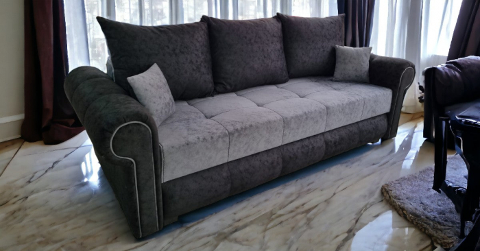 Canapea extensibila Carmen, 3 locuri, Negru cu gri, cu lada depozitare, 2300 x 1000 [2]
