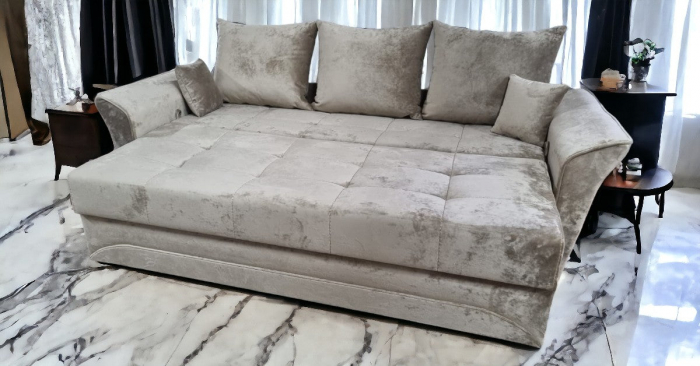 Canapea extensibila Cora, 3 locuri, Crem, cu lada depozitare, 2300 x 1000 [4]