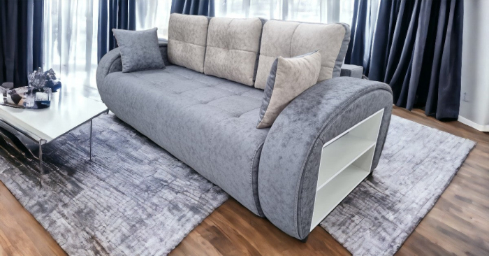 Canapea extensibila Madrid, 3 locuri, Gri, cu lada depozitare, 2350 x 1060 [2]