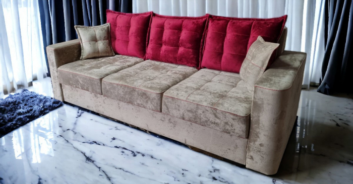 Canapea extensibila Oslo, 3 locuri, Crem,  2400 x 1000 [2]