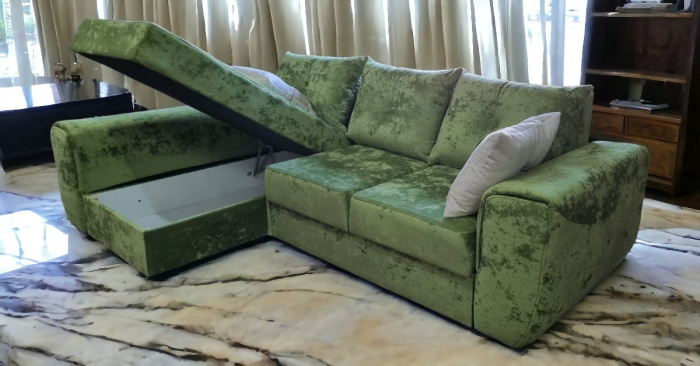 Coltar extensibil Milano Tip 1, Verde, cu lada depozitare, 2605 x 1650 [5]