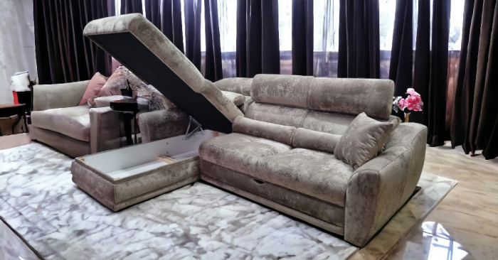 Coltar extensibil Monaco, Crem, cu lada depozitare, 2700 x 1800 [5]