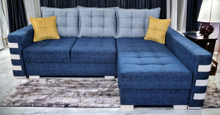 Coltar extensibil Oslo, Albastru, cu lada depozitare, 2400 x 1650 [3]