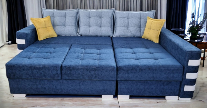 Coltar extensibil Oslo, Albastru, cu lada depozitare, 2400 x 1650 [4]