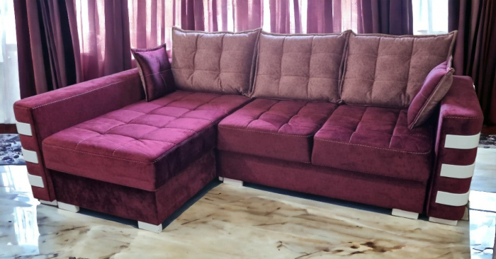 Coltar extensibil Oslo, Rosu, cu lada depozitare, 2400 x 1650 [2]