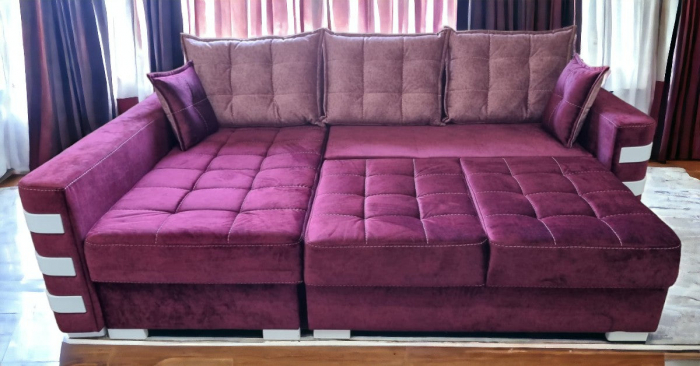 Coltar extensibil Oslo, Rosu, cu lada depozitare, 2400 x 1650 [4]