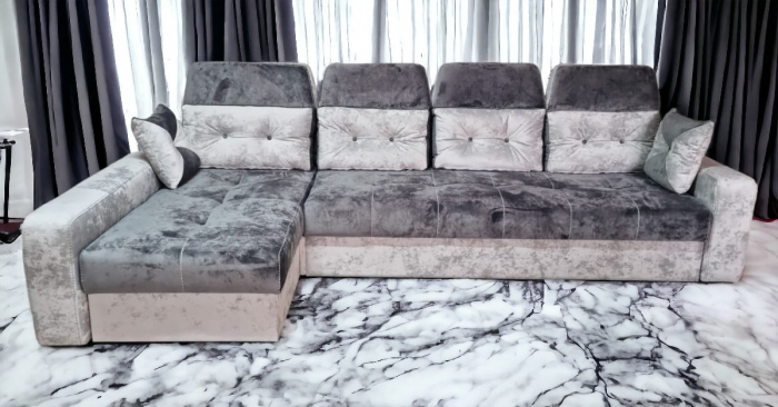 Coltar extensibil Viena Tip 2, Gri 2 nuante, cu lada depozitare, 3240 x 1680 cu tetiera ridicata/1780 cu tetiera intinsa [3]