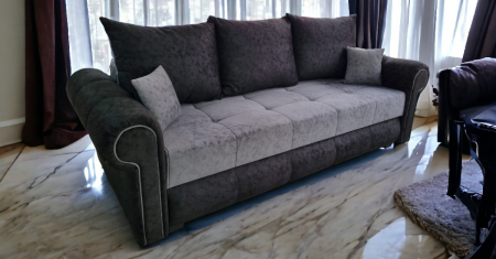 Canapea extensibila Carmen, 3 locuri, Negru cu gri, cu lada depozitare, 2300 x 1000 [1]