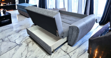 Canapea extensibila Miruna, 2 locuri, Gri, cu lada depozitare, 1800 x 1100 [6]