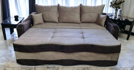 Canapea extensibila Mona, 3 locuri, Crem cu maro, cu lada depozitare, 2200 x 1000 [4]