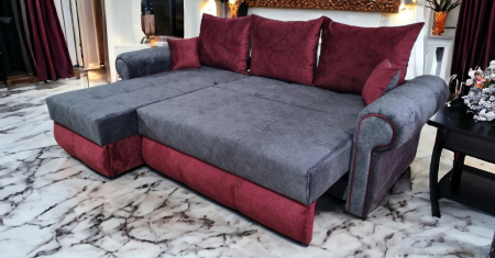 Coltar extensibil Carmen Tip 1, Gri cu rosu, cu lada depozitare, 2550 x 1700 [4]