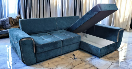 Coltar extensibil Milano Tip 1, Albastru, cu lada depozitare, 2605 x 1650 [4]