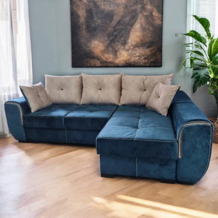 Coltare - Coltar extensibil Milano Tip 1, Albastru, cu lada depozitare, 2605 x 1650