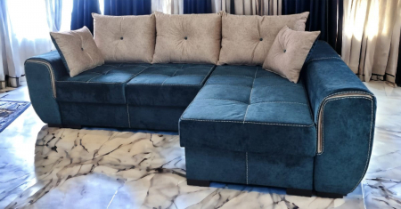 Coltar extensibil Milano Tip 1, Albastru, cu lada depozitare, 2605 x 1650 [2]