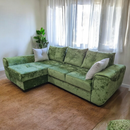 Coltare - Coltar extensibil Milano Tip 1, Verde, cu lada depozitare, 2605 x 1650
