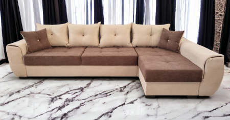 Coltar extensibil Milano Tip 2, Crem cu maro, cu lada depozitare, 3340 x 1650 [2]