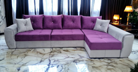 Coltar extensibil Milano Tip 2, Gri cu mov, cu lada depozitare, 3340 x 1650 [1]