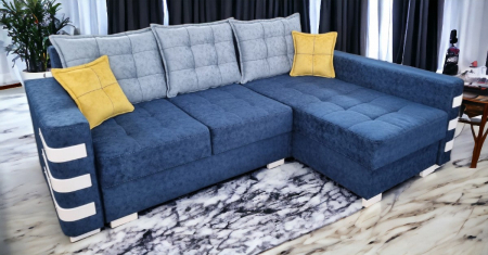 Coltar extensibil Oslo, Albastru, cu lada depozitare, 2400 x 1650 [1]